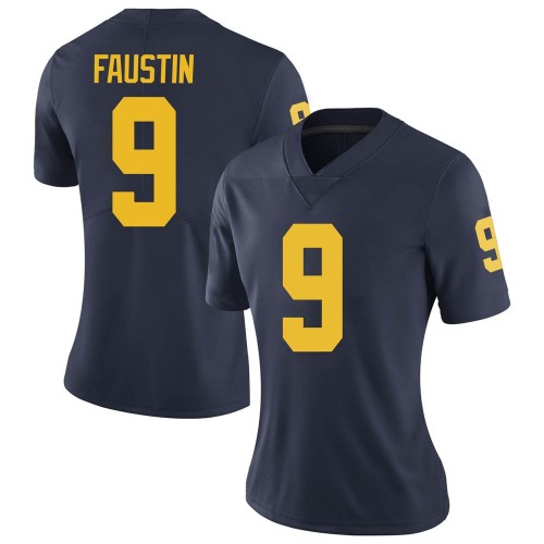 Sammy Faustin Michigan Wolverines Women's NCAA #9 Navy Limited Brand Jordan College Stitched Football Jersey WIZ6754QE